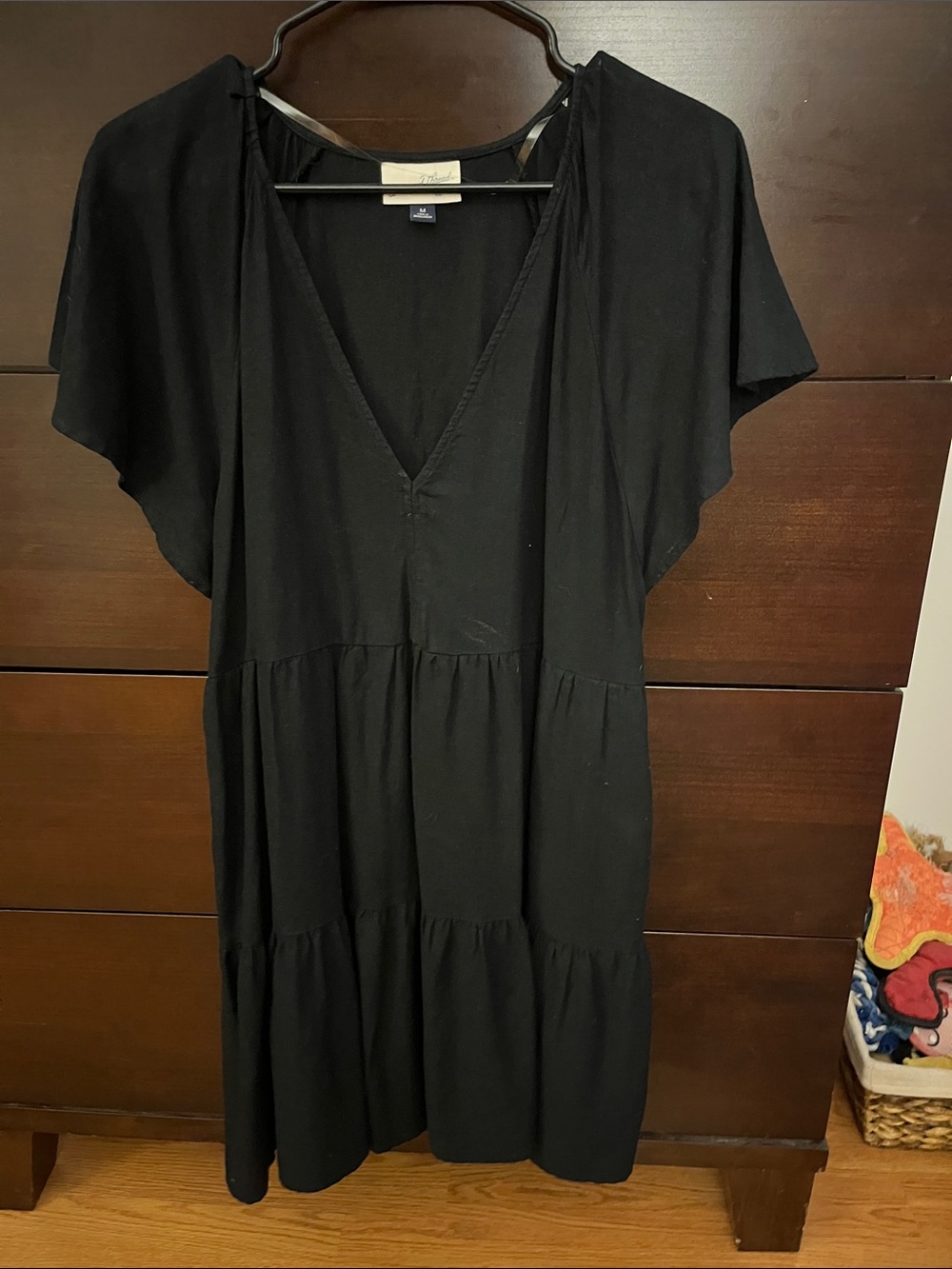 Universal Thread Black deep V-Neck Tiered Midi Dress